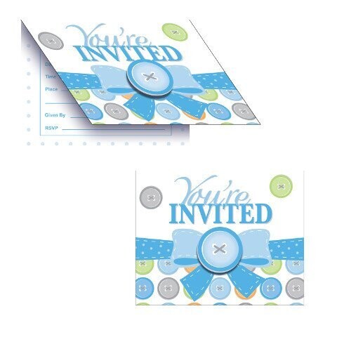 Invitations-Cute As A Button Boy-8pkg