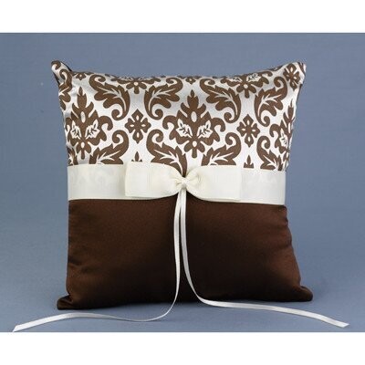 Ring Pillow- Brown Damask-7&#39;&#39; x 7&#39;&#39;