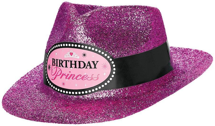Fedora-Bday Princess-Glitter-Plastic