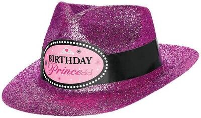 Fedora-Bday Princess-Glitter-Plastic