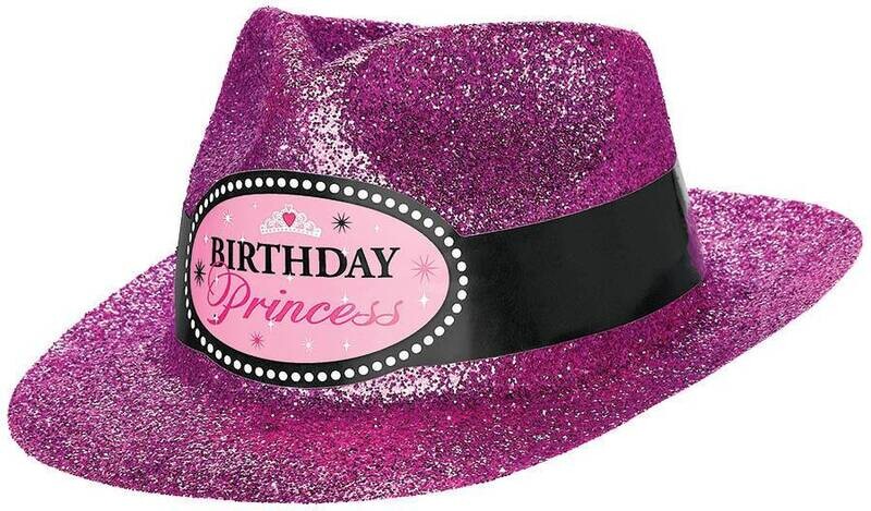 Fedora-Bday Princess-Glitter-Plastic