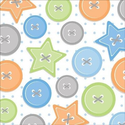 Beverage Napkins-Cute as a Button Boy-16pkg-3ply - Final Sale
