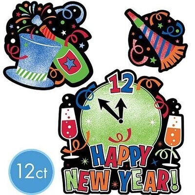 Cutouts-New Year-Glitter-12pk