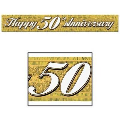 Fringe Banner-Metallic-Golden 50th Anniversary-1pkg-5ft