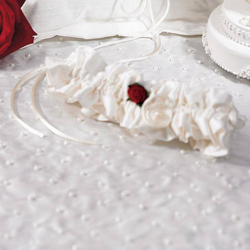 Garter-Ivory with Red Rose-1pkg-6&quot;