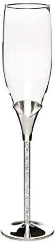 Flute Wedding Glasses-Silver Transparent Stem-2pkg-10.5&quot;