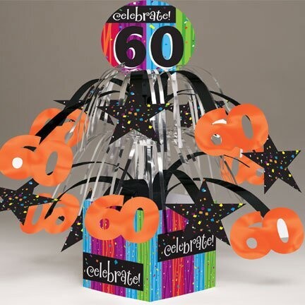 Centerpiece-Foil Cascade-Milestone Celebrations 60th-1pkg-8.5&quot;