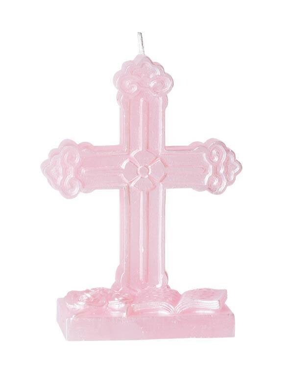 Candle-Religious-Pink Cross