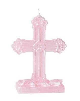 Candle-Religious-Pink Cross