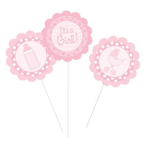 Centerpiece Sticks-Plastic-It&#39;s a Girl-3pkg-9.5&quot;-12&quot;