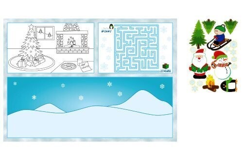 Activity Placemats with Stickers-Christmas-8pkg