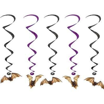Danglers-Foil Swirl-Halloween Bats-40&#39;&#39;-5pk