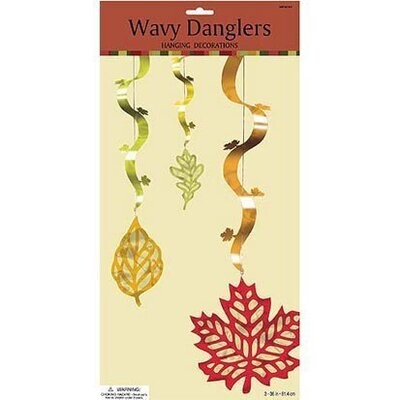 Danglers-String Decor- Autumn Leaf Wavy-3pk