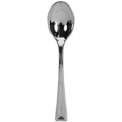 Mini Spoons-Plastic-Silver-24pkg