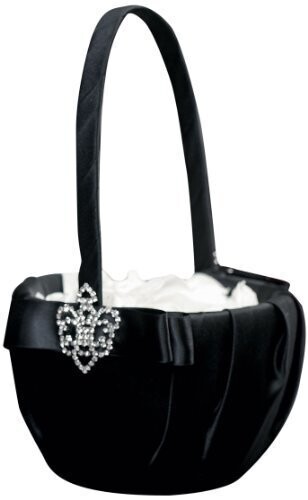 Flower Girl Basket-Black with Jewel-1pkg-10&quot;