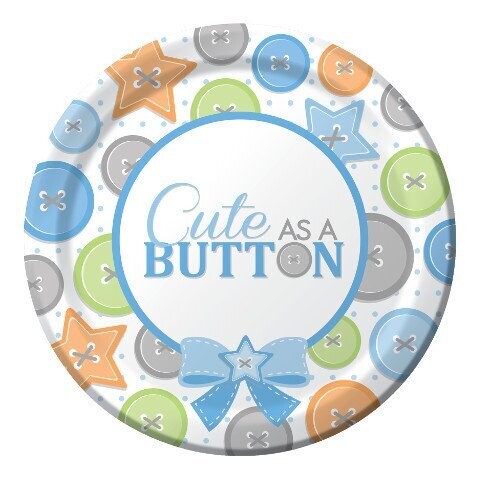Beverage Plates-Cute as a Button Boy-8pkg-Paper - Final Sale