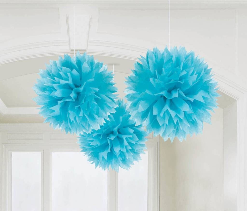 Fluffy Tissue Decor- Carriben Blue-3pk/16&#39;&#39;