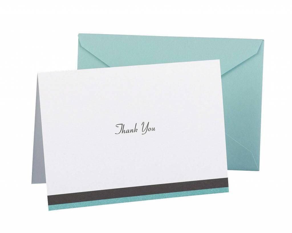 Thank You Cards-Aqua Trim-50pk