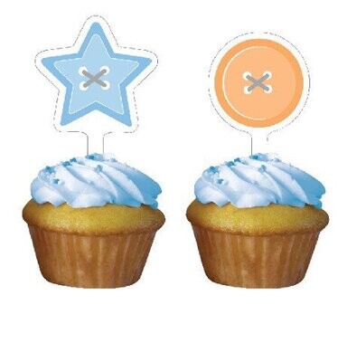 Cupcake Toppers-Cute as a Button Boy-12pkg