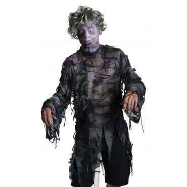 Costume Accessory-Zombie Mask with Grey Wig-One Size