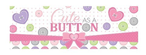 Party Banner-Cute as a Button Girl-20&#39;&#39;x60&#39;&#39;-Plastic