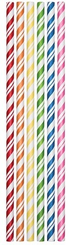 Paper Straws - Assorted Striped Colors - 24pkg - 7.75&quot;
