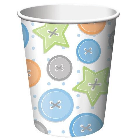 Paper Cups-Cute as a Button Boy-8pkg-9oz - Discontinued