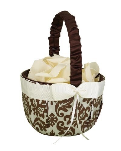 Basket-Mocha and Ivory Flower Girl Basket-8&#39;&#39; x 6&#39;&#39;