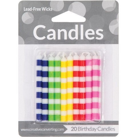 Candles-Multicolor Stripes-20pkg