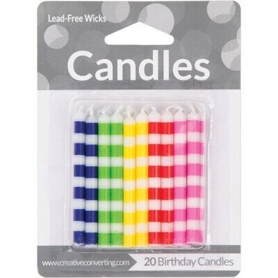 Candles-Multicolor Stripes-20pkg