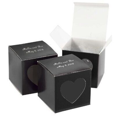 Favor Boxes- Heart Window Black- 25pk