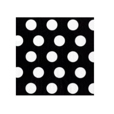 Napkins-DN-Black with White Dots-20pkg-2ply (Discontinued/Final Sale)