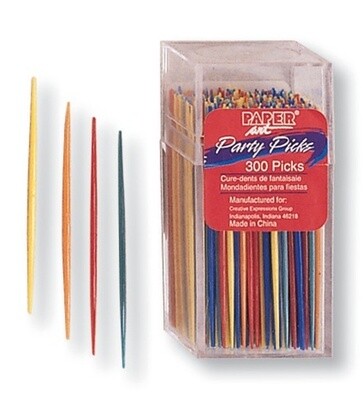 Party Picks-Assorted Colors-300pkg-2.75&quot;-Plastic