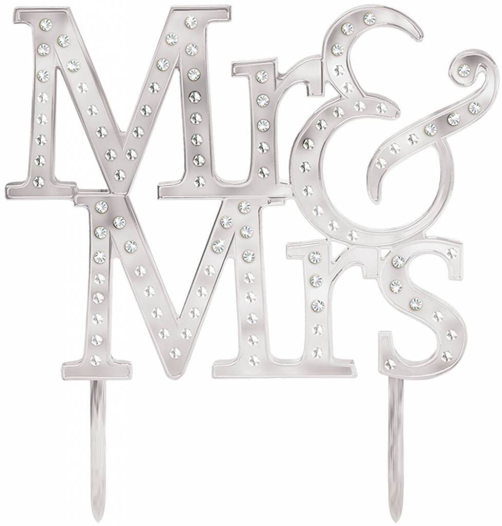 Cake Topper-Silver Metal-Mr an Mrs.