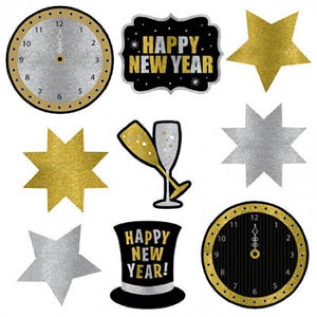 Cutouts-New Year-Glitter-9pkg-Paper