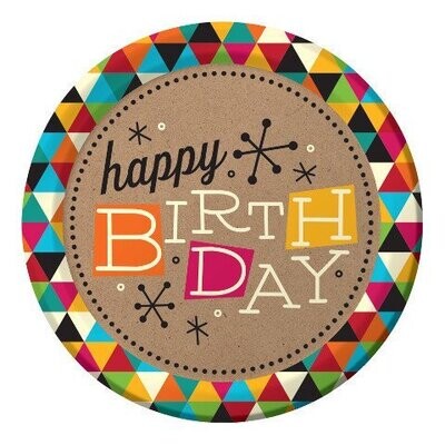 Plates-LN-Birthday Kraft-8pkg-Paper - Discontinued