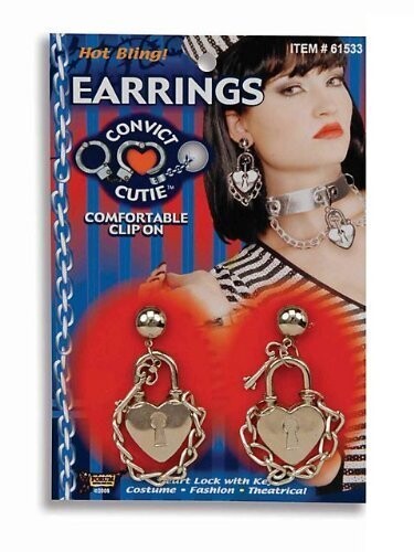 Costume Accessory-Heart Lock Earrings-1pkg