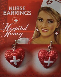 Costume Accessory-Nurse Glitter Earrings-1pkg