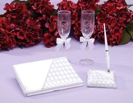 Bridal Guest Book, Pen & Glasses Set-4pk