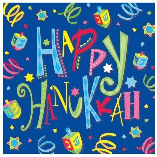 Napkins-Bev-Hanukkah Fun-16pk-3Ply