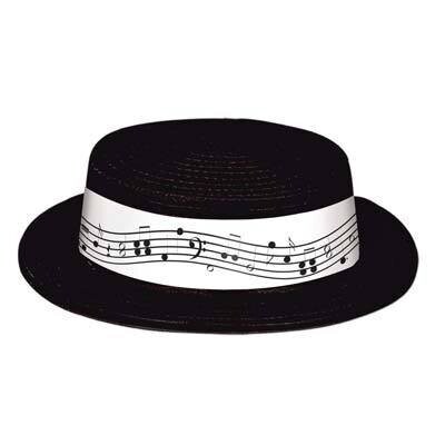 Hat-Musical Notes-Black-Plastic