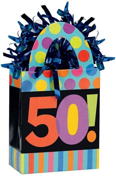 Balloon Weight-Dots &amp; Stripes 50th Bday-5.7oz