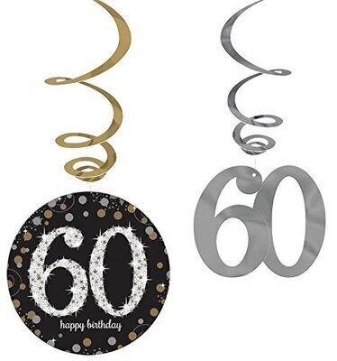 Swirl decorations - Sparkling 60th Birthday-12pk