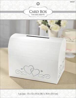 Card Holder Box-Silver&amp; White-Paper w/Glitter-12&#39;&#39; x 15&#39;&#39; x 10&#39;&#39;
