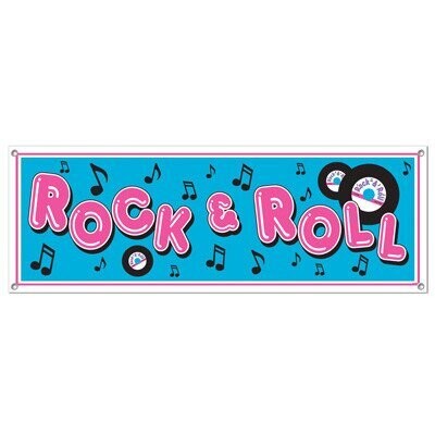 Sign Banner-Plastic-Rock &amp; Roll-1pkg-5ft