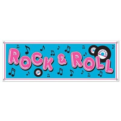 Sign Banner-Plastic-Rock &amp; Roll-1pkg-5ft