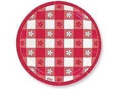 Plates-BEV-Gingham Check-red-12pk (Discontinued/Final Sale)