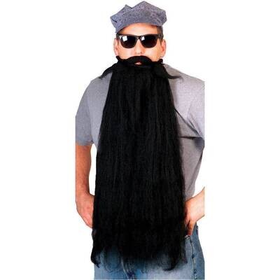 Costume Accessory-Long Black Beard and Moustache-1pkg