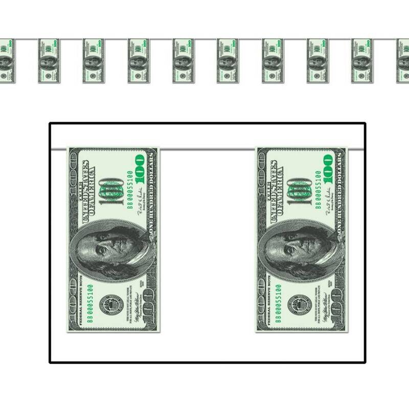Pennant Banner-Plastic-$100 Bill-1pkg-12ft