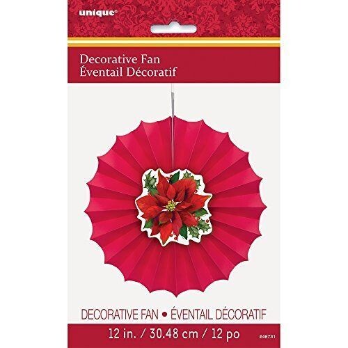 Decorative Tissue Fan- Christmas Holly- 12&quot;